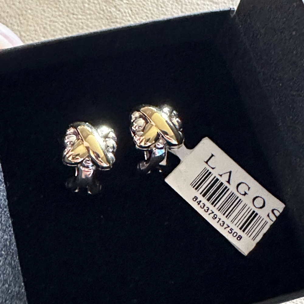 LAGOS Embrace Two-Tone X Omega Clip 11MM Earrings - Picture 5 of 12